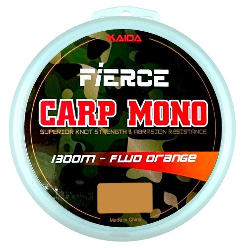 Карповая леска Kaida Fierce Carp Mono Fluo Orange 1300m 0.35mm / 9.1kg