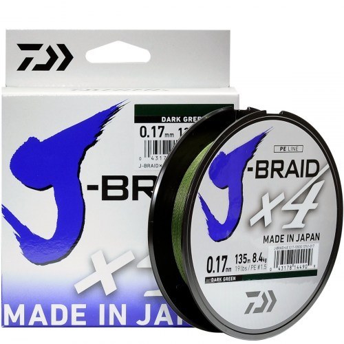 Шнур Daiwa J-Braid X4 Dark Green 135m 0.10mm