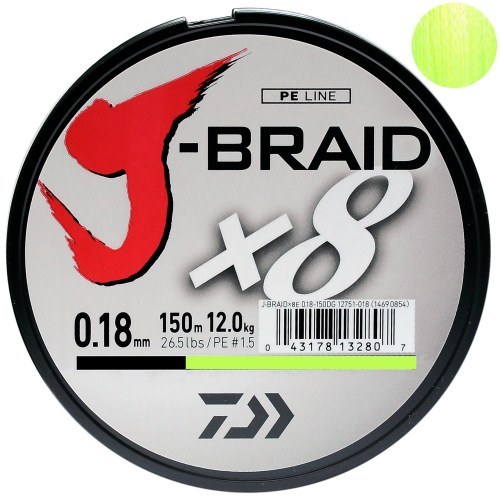 Шнур Daiwa  J-Braid X8 Chartreuse 150m 0.22mm