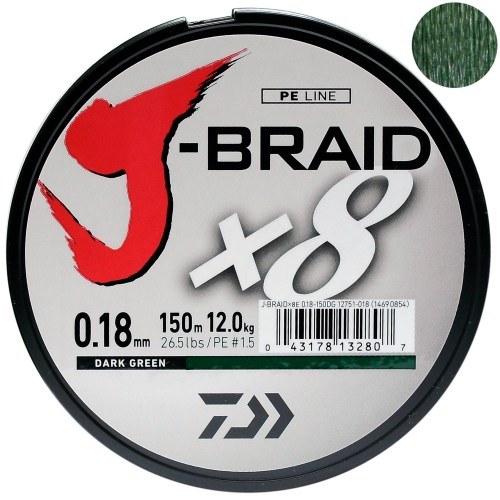 Шнур Daiwa J-Braid X8 Dark Green 150m 0.16mm
