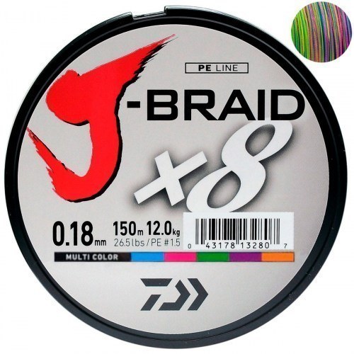 Шнур Daiwa J-Braid X8 Multi Color 150m 0.22mm