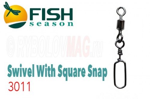 Вертлюг с застёжкой Fish Season Swivel With Square Snap 3011 №10