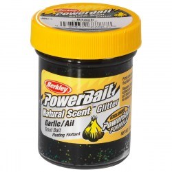 Форелевая паста Berkley PowerBait Natural Scent Glitter Trout Bait Garlic Black (чесночная)